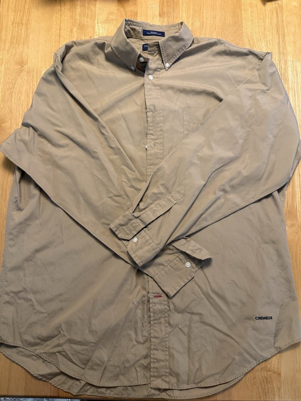 Daniel Cremieux Mens XL Khaki Button Down Shirt Long Sleeve 100% Cotton